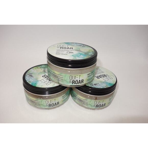 3 Pack Quiet & Roar Lemon Blossom Mint Scent Body Scrub & Essential Oils 8 oz - Picture 1 of 5